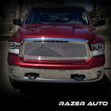 Razer Auto All Chrome Mesh Grille w/Rivet Complete Factory Replacement Grille w/Shell (Chrome) for 2013-2016 Dodge RAM 1500